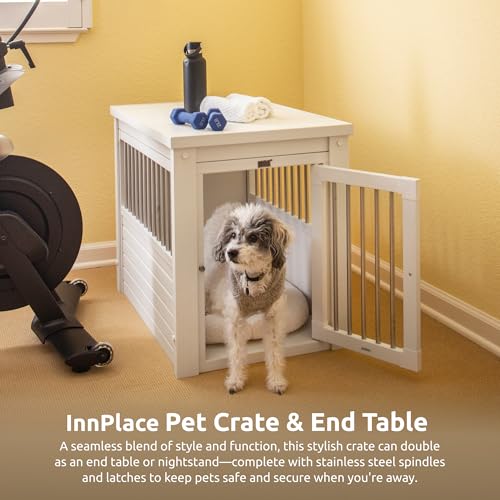 ECOFLEX® Medium Furniture Style Dog Crate & End Table (Antique White / 29.5"L x 21.1"W x 25.2"H)