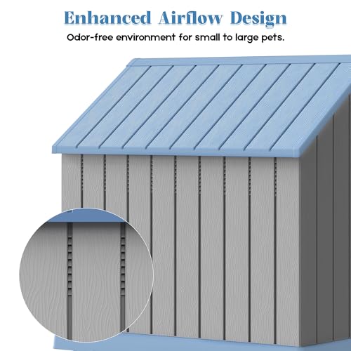 Large Dog House Outdoor Indoor for Medium Large Dogs (Blue / 36.2" L × 38" W × 38" H)