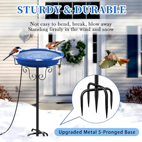 Heated Bird Bath for Outdoors Winter (Blue)
