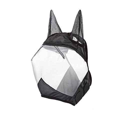 CareMaster Ergonomically Designed Thick Fleece Padding Fly Mask Half Face Black (Black/Silver / Full (Large))