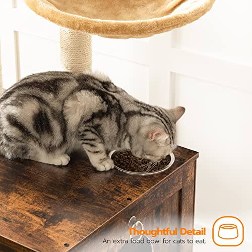 Cat Tree with Litter Box Enclosure (Rustic Brown)