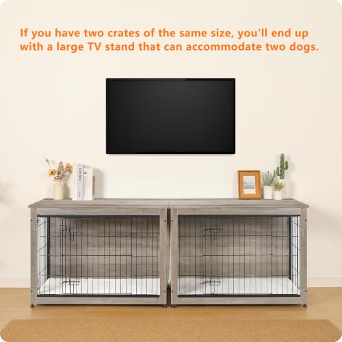 Dog Crate Furniture with Cushion (Greige / 38.5"L x 25.6"W x 26.8"H)