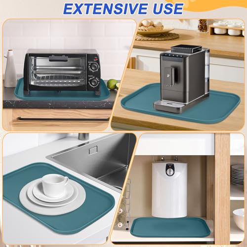 Waterproof Silicone Pet Food Mat with Raised Edge for Dog & Cat (Slate Blue / 24"L x 16"W)