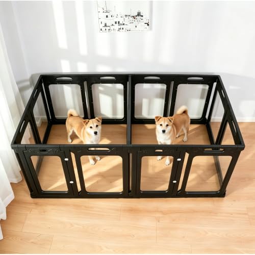 Clear Acrylic Dog Playpen Indoor (Black / 24" Height)