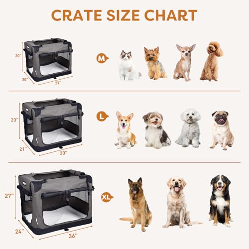 3 Door Soft Dog Crates Kennel (Dark Grey)