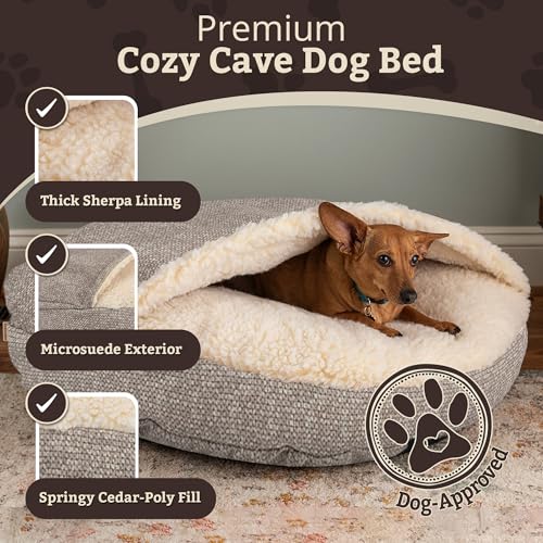 Cozy Cave Dog Bed (25.0"L x 25.0"W x 8.0"Th / Merlin Linen)
