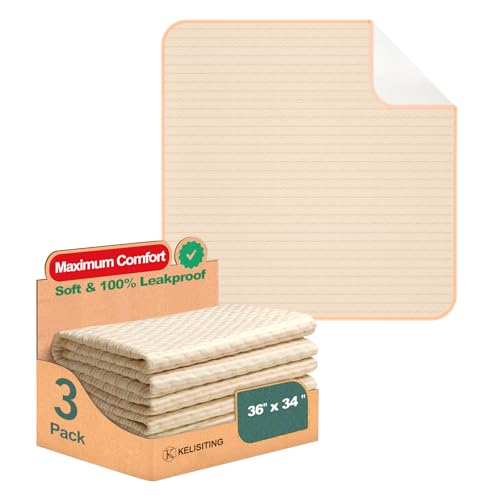 Bed Pads for Incontinence Washable Waterproof (3 Pack - 36x34)