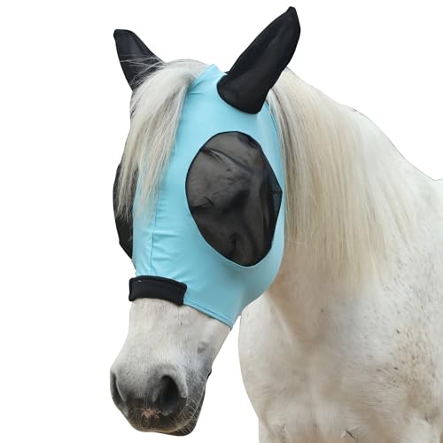 Stretchy Horse Fly Mask with Ears (Pale Blue / Pony)