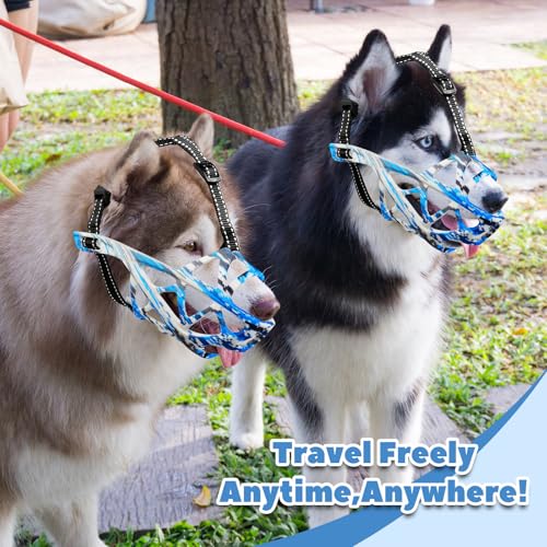 Dog Muzzle for Large Medium Dogs (Camouflage Blue / L)