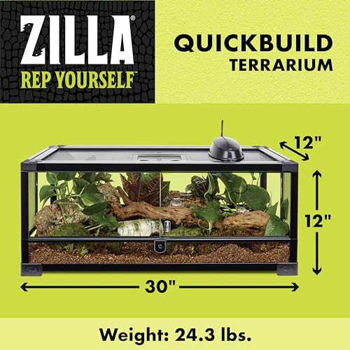 QuickBuild Reptile 20 Gallon Glass Terrarium Habitat with Swing Door For Geckos (30x12x12)