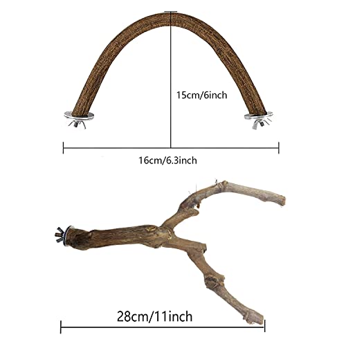 Bird Natural Wood Stand Perch Swing U Shape Natural Parrot Perch Bird Stand Pole for Parakeet