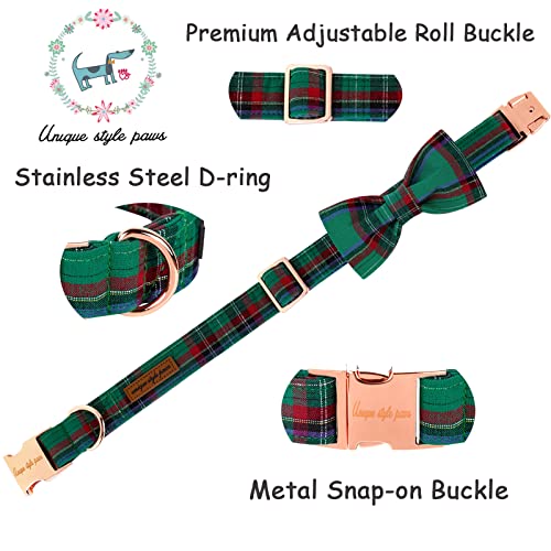 Dog Collar with Bow Tie Christmas Dog Collar for Small Medium Large Dogs with Adjustable Metal Buckle (Extra Small / NewLG)