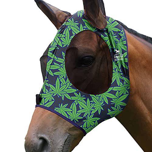 Super Comfort Stretchy Fly Mask Large Eye Space with UV Protection Soft on Skin with Breathability Live Leaf S (S / Live Leaf)