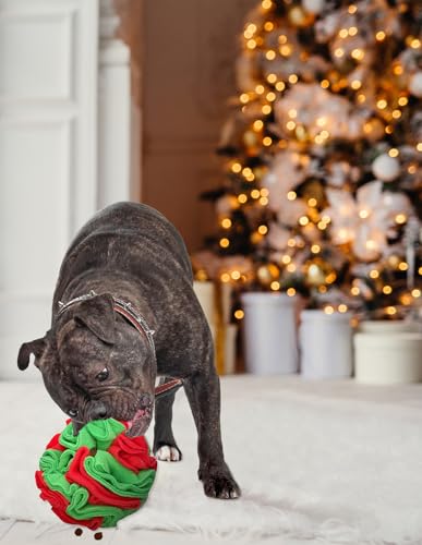 Medium Breed Snuffle Puzzle Ball Toy Christmas Green (Red and Green / Large)