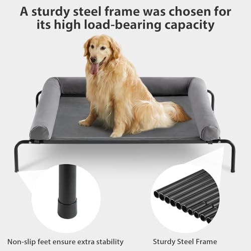 Elevated Cooling Dog Cot Bed (Grey / 36.0"L x 26.0"W x 8.0"Th)