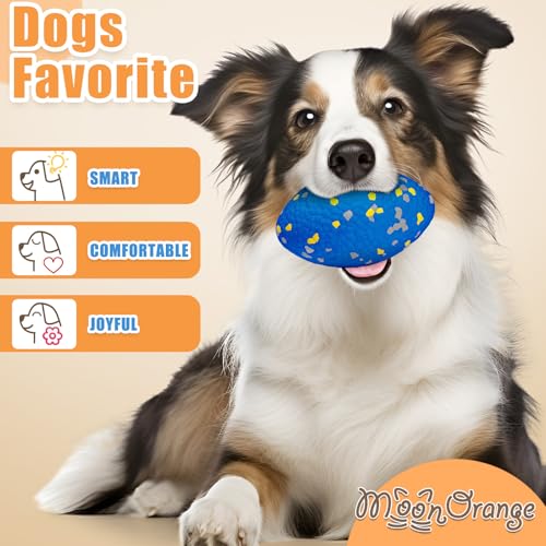 4.72" Indestructible Large Rugby Balls for Aggressive Chewers Durable Olive Bouncy Interactive Football Toy for Dogs Fetch Game Lightweight Floating Outdoor Training (Blue-Rugby)