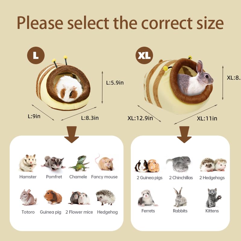 Guinea Pig Bed House & Hideout for Rat Bearded Dragon Hedgehog Ferret to Sleep and Hide (X-Large / 4.Wasp)