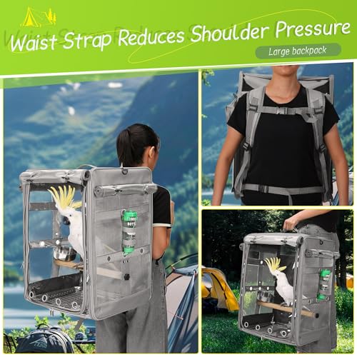 Bird Carrier Travel Cage (17.5"L x 14.8"W x 23.6"H / Grey)