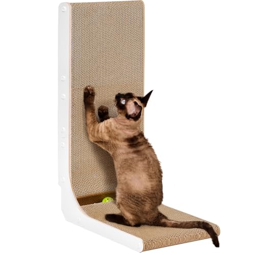 Cardboard Cat Scratcher for Indoor Cats (White / 16.6x11.2x26.8)
