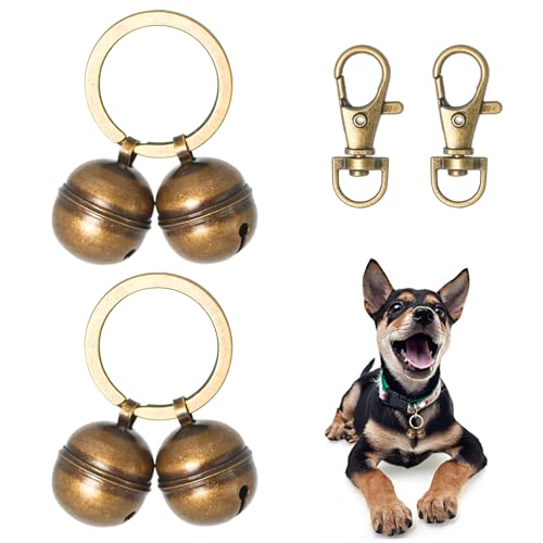 Copper Bells for Dog Collars with Snap Clips (D-ring(Fits All Dogs))