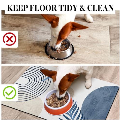 Dog Food Mats for Floors (Boho Blue / M(16"×24"))