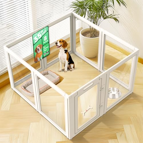 AuraSpace Clear Acrylic Indoor Dog Playpen (White / 35"H)