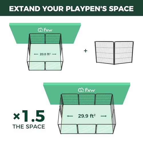 2 Add on Wire Panels for AuraSpace Pro Dog Playpen (Black / 32"H)