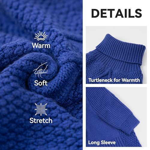 Dog Sweater Long Sleeve Warm Knit Sweaters for Small Dogs Boy Girl (Blue / Large)