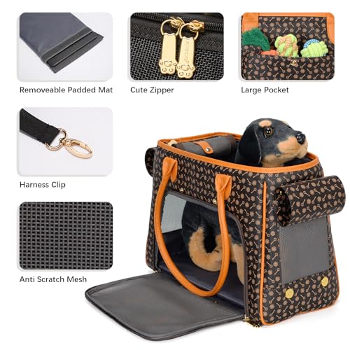 Fashion Pet Carrier Purse for Small Cat and Dog (Coffee / 15.8"L x 7.5"W x 11.8"H)