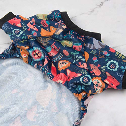 Small Dogs Outfit Soft Puppy Onesies Pjs Dog Pajamas Pet Coat Cat Apparel Comfy Doggie Jumpsuit Bodysuit for All Seasons P75L (A06-Forest family / Large)