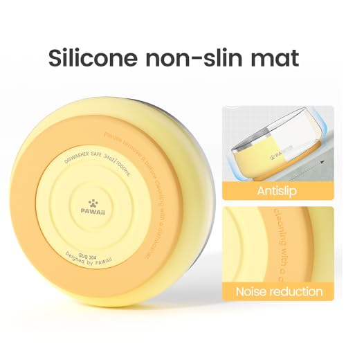 Dog Bowl 34 oz Stainless Steel Food and Water Bowl (34oz / Cheese Yellow)