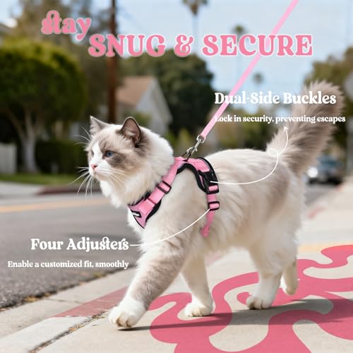 Cat Harness and Leash Set (S / Pink)