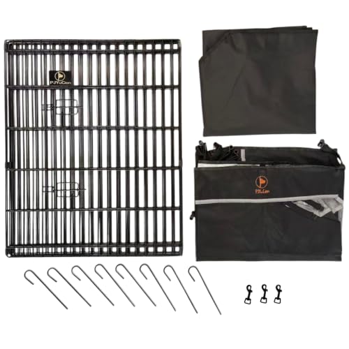 Puppy Playpen with Top Cover & Bottom Pad (Black / Small Pen: 30-Inch High)