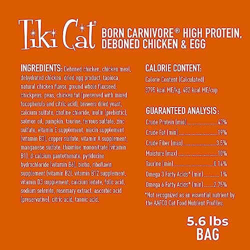 Tiki Cat Born Carnivore High Protein Dry Cat Food Chicken & Egg (5.6 Pound (Pack of 1))