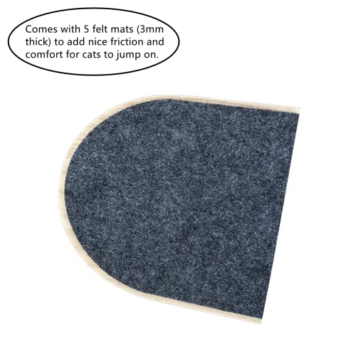 5 Pack Natural Wood Wall Mounted Cat Steps (A)