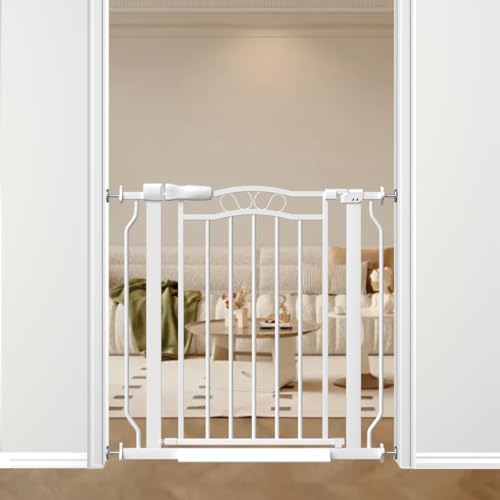 29.53 33.85 Inch Wide Baby Gate (White / 29.53"-33.85")