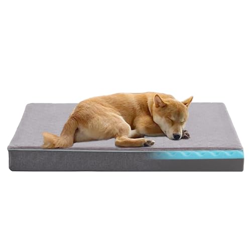 Cooling Dog Beds for Large Dogs (Grey / Large: 35" x 22" x 3")