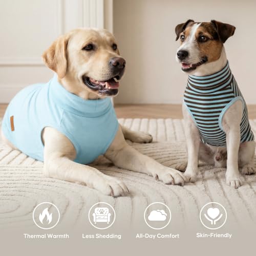 2Pack Dog Sweater for Large Dogs Soft Pet Coats Fleece Sweatshirt (XX-Large (32-55lbs) / 6# Stripe+blue)