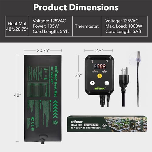 48" x 20.75" Seedling Heat Mat with Thermostat Controller Combo Set (48x20.75 Heat Mat with Thermostat)