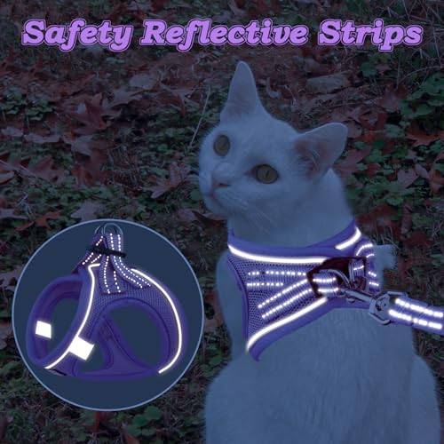 Cat Harness and Leash for Walking Escape Proof (S / Purple)