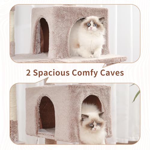 Cat Tree 71'' Tower for Large Cat with Scratching Post (71 inches / Muchroom)