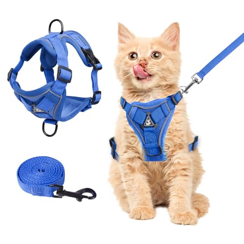cat Chest Harness and Leash (Royal blue / S:3.3-6.6lb)