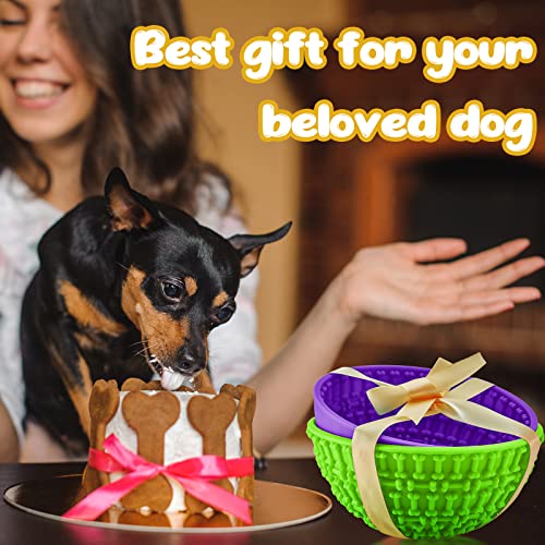 2 Pcs Dog Lick Bowl (Green, Purple)