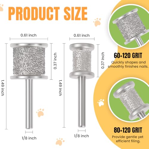 Diamond Dog Nail Grinder Bits (2pcs-60/120Grit+80/120Grit)