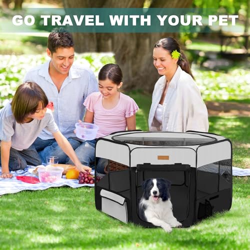 Portable Dog Playpen (X-Large / Black)
