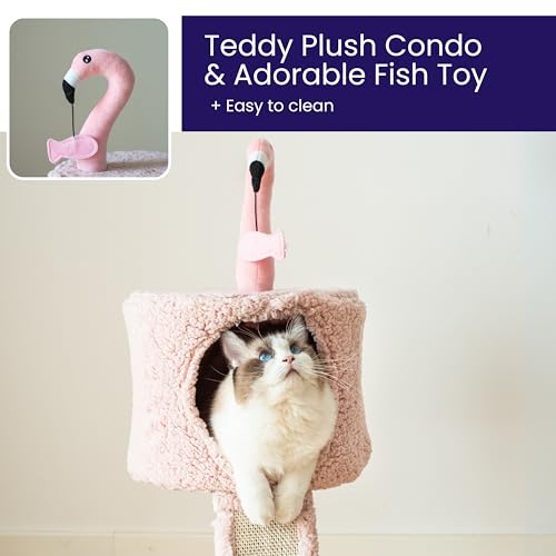 2 Level Small Cat Tree with Condo (Pink)