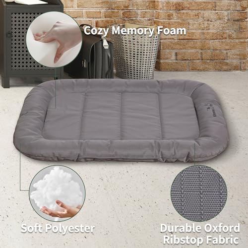 Durable Dog Bed Tough and Tear Proof Dog Crate Bed with Heavy (Gray / L(35"x21"x3"))