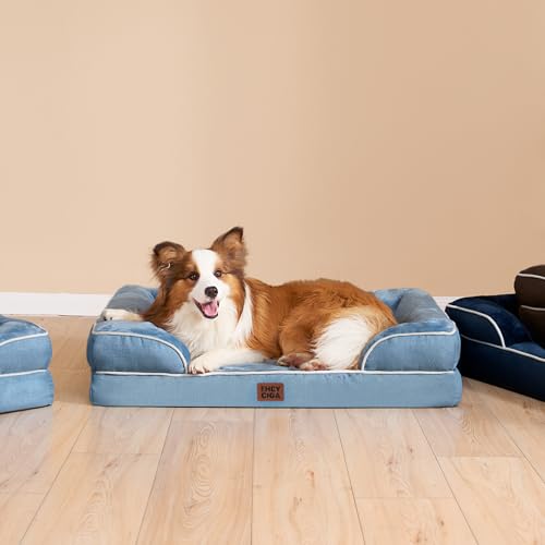 Orthopedic Dog Beds for Extra Large Dogs (Washed Blue / 44.0"l X 32.0"w X 6.5"th)