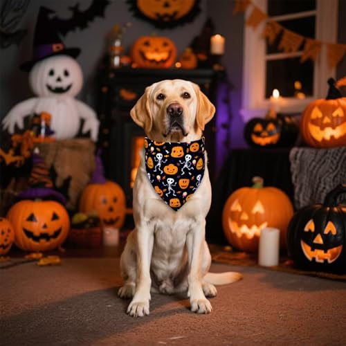 Halloween Dog Bandana for Medium Dogs (Halloween - Black / Large)