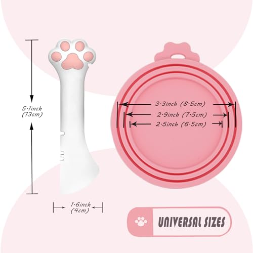 3 Pcs Pet Food Can Lids & One Can Spoon (Regular / Pink)